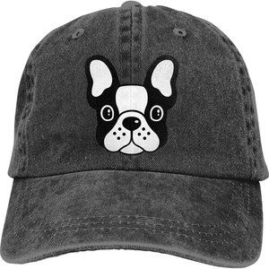 French Bulldog, Boston Terriers Dog Denim Distressed Adjustable Baseball Cap